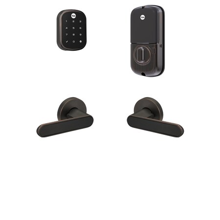 Yale Real Living Z-Wave Plus Assure Lock SL Touchscreen Deadbolt with Passage Kincaid Black Insert Levers US10BP Oil BYRD256ZWKCB10BP